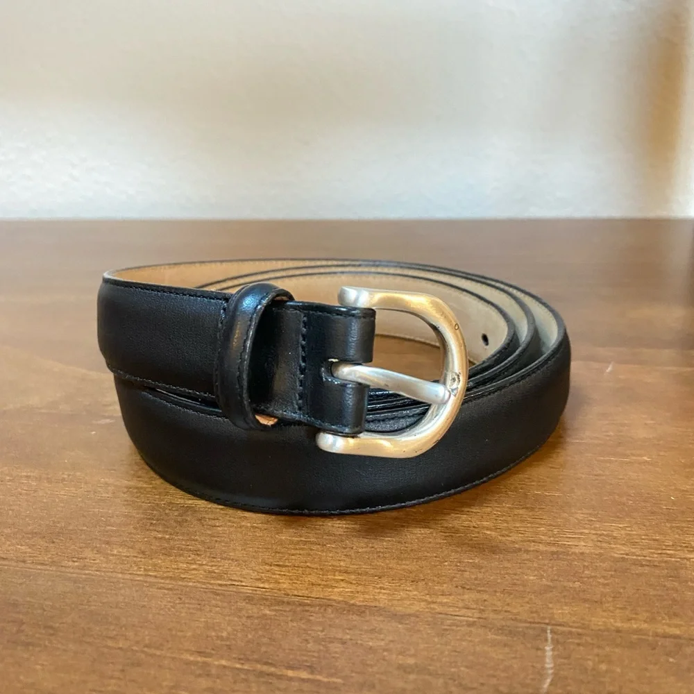 EUC Mens Land’s End Black Leather Belt (Size:42)